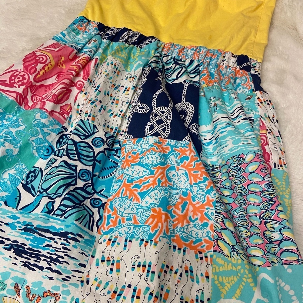 Lilly Pulitzer Yellow and Blue Patchwork Midi Dress - Picture 13 of 13